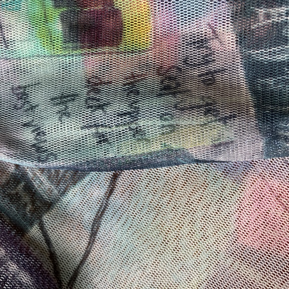Y2K Xhilaration Mesh Multicolor Sheer Long Sleeve Top - Picture 6 of 7